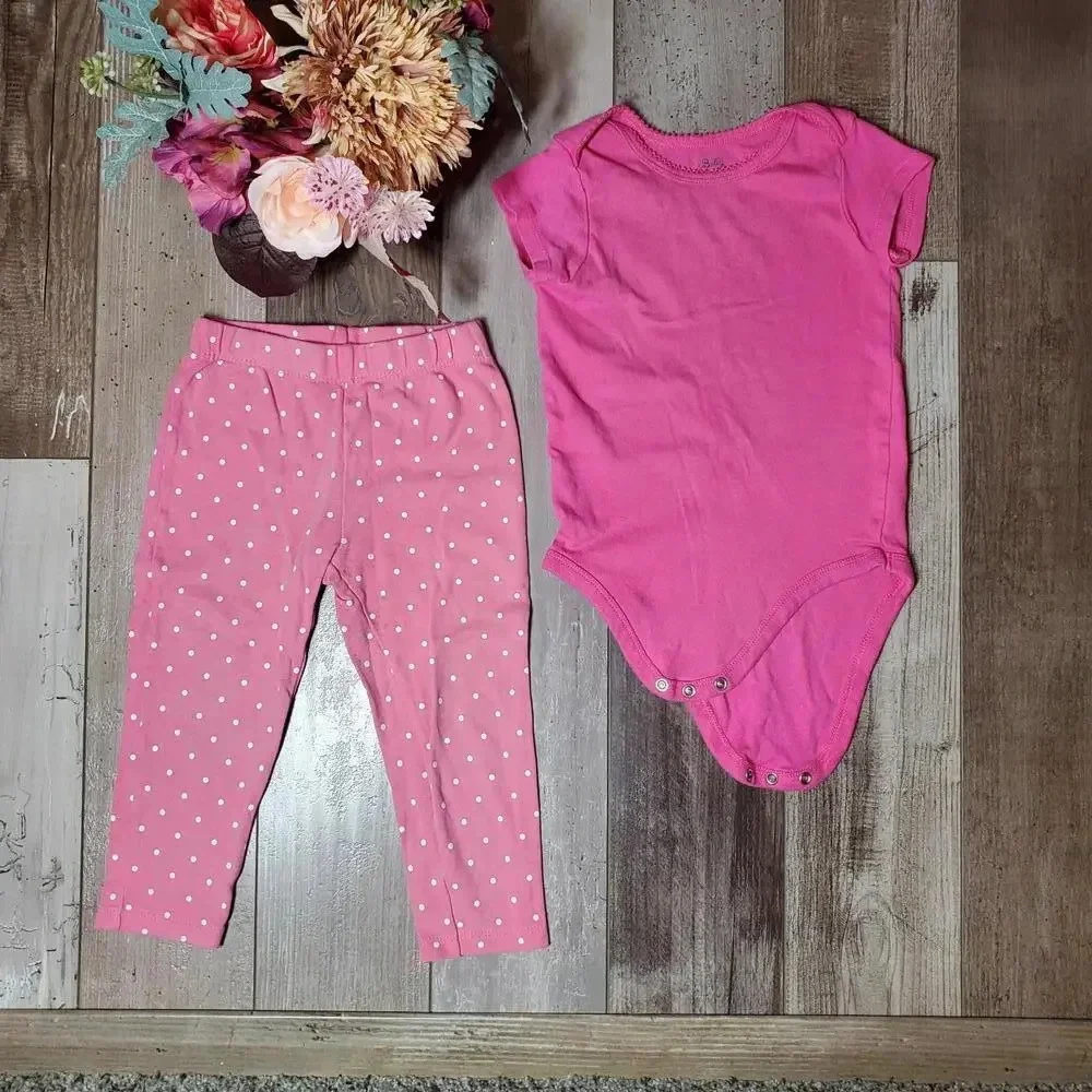 Pink Baby Girl Barbiecore Outfit Clothing Bundle Size 24m EUC
